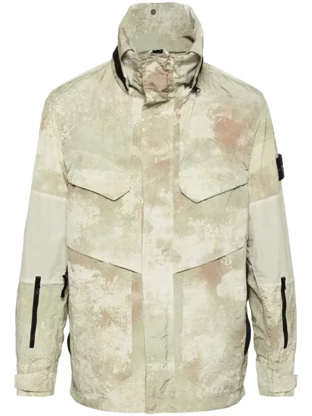 Geacă Stone Island cu glugă cu strasuri verde