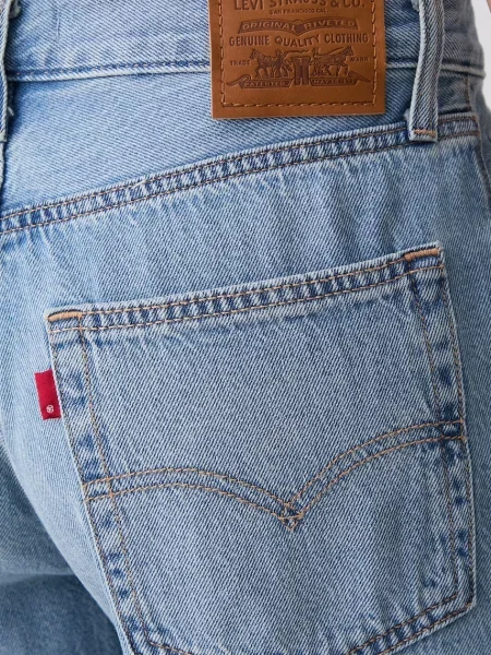 Levi's къс панталон дамски от деним BAGGY DAD синьо
