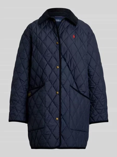Kurtka pikowana o luźnym kroju z wyhaftowanym logo Polo Ralph Lauren granatowa