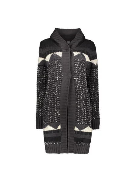 Kardigan Lorena Antoniazzi wełniany z kapturem z koralikami szary