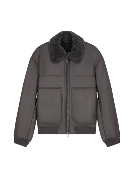 Kurtka bomber Armani Exchange ze sztucznego futra brązowy