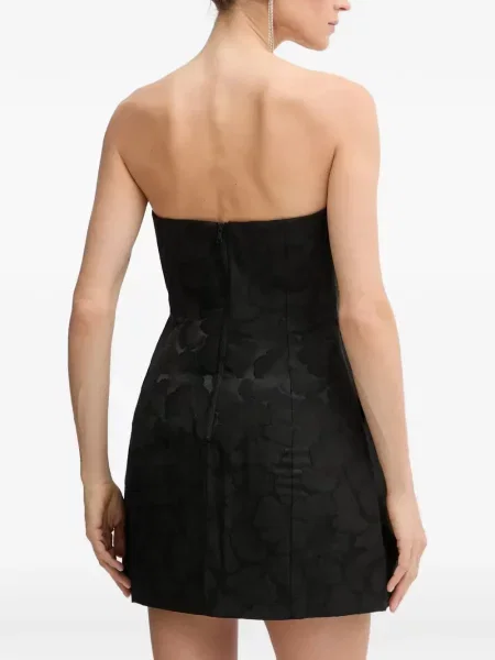 Mała sukienka mini Bardot bez ramiączek garniturowa czarna