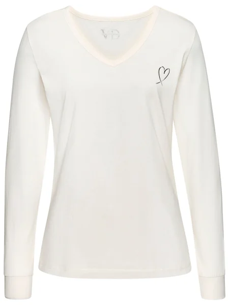 VIVANCE Bluză de noapte gri / negru / lână alb