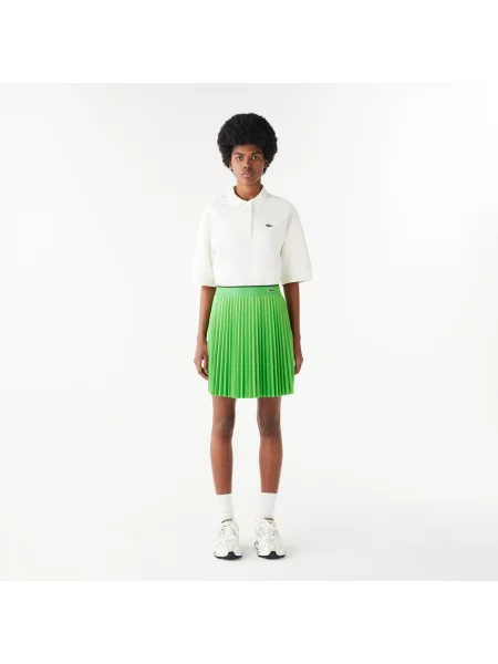 Lacoste Spódnica Z Plisowaną Elastyczną Talią zielona