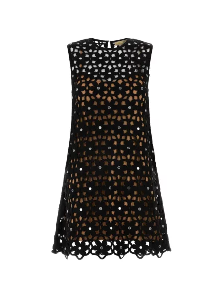 Tricou Michael Michael Kors cu dungi fără mâneci din dantelă negru