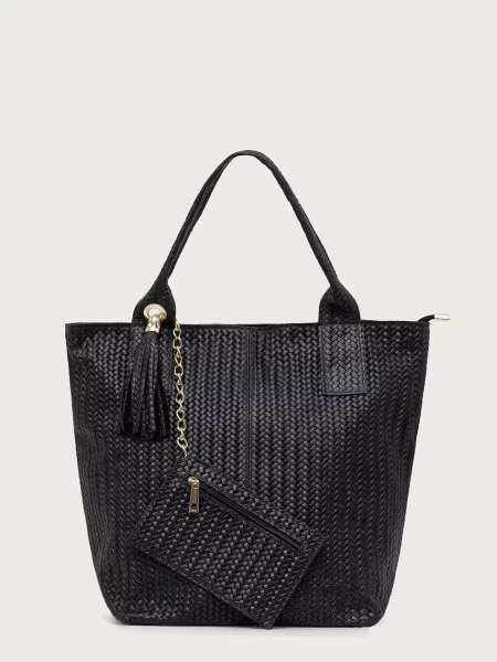 Answear.LAB geantă shopper pentru femei din piele negru