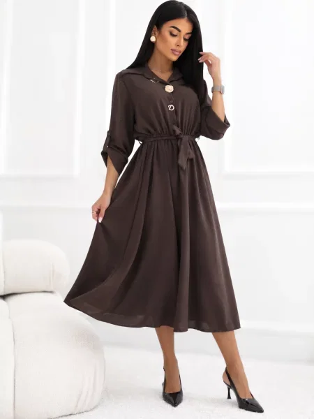 Haljina košulja Italy Moda smeđa