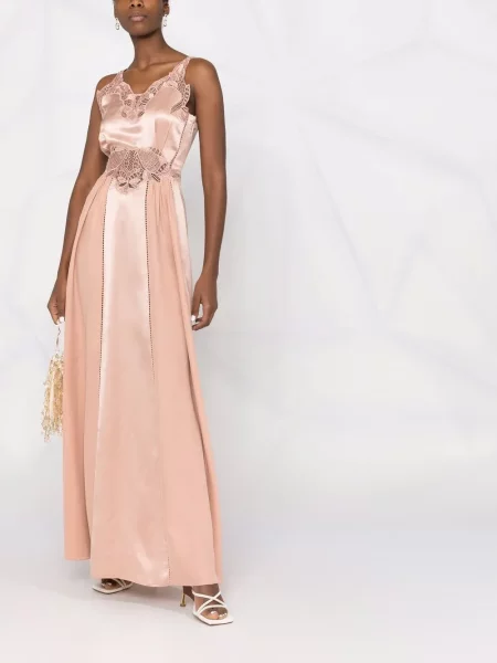 Rochie maxi Alberta Ferretti de mătase roz