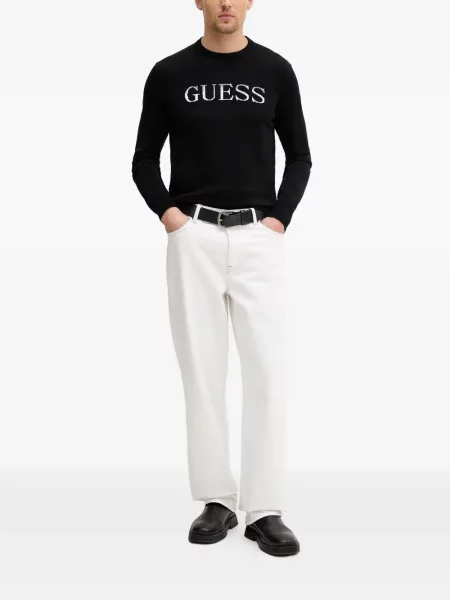 Pulover Guess cu decolteu în U negru