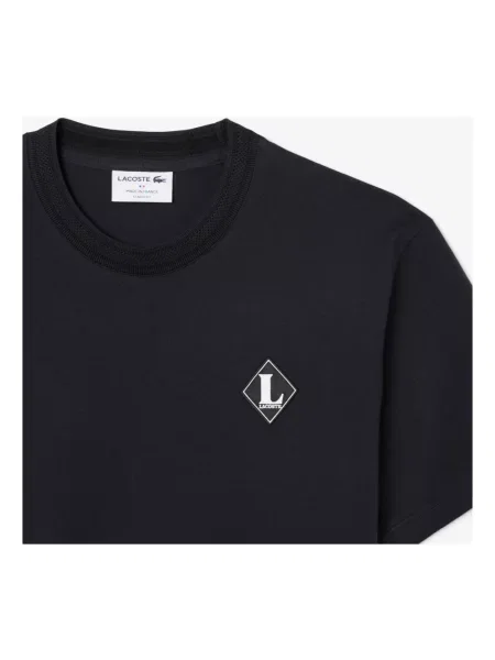 Koszulka Lacoste French Made Badge Accent krótki rękaw czysty M czarny