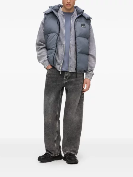 Дънков елек Karl Lagerfeld Jeans с качулка синьо