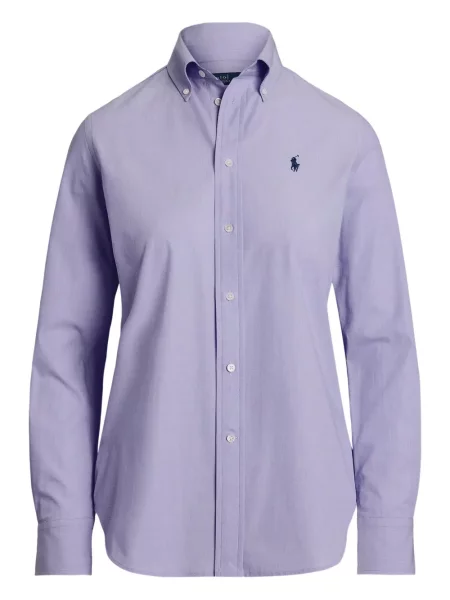 Koszulka Polo Ralph Lauren w paski garniturowa płócienna niebieska