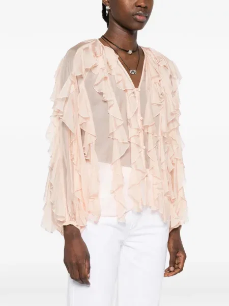 Bluzka Momoni z falbankami różowa