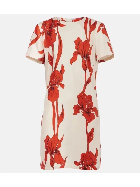 Rochie La Doublej de mătase cu model floral alb