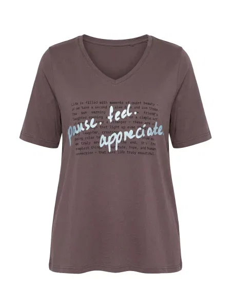 Ulla Popken Tricou ciocolatiu argintiu negru