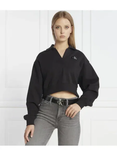 Calvin Klein Jeans Hanorac LABEL POLO COLLAR negru