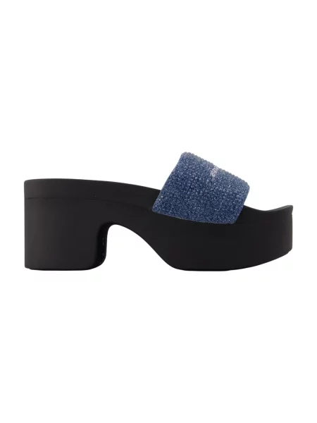 Klapki Alexander Wang na platformie z dżetami niebieskie