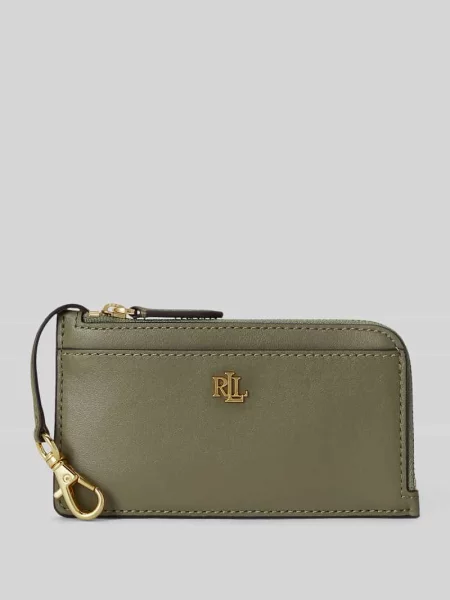 Portfel na drobne z naturalnej skóry Lauren Ralph Lauren zielony