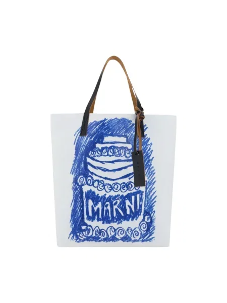Shopperka Marni skórzana z logo