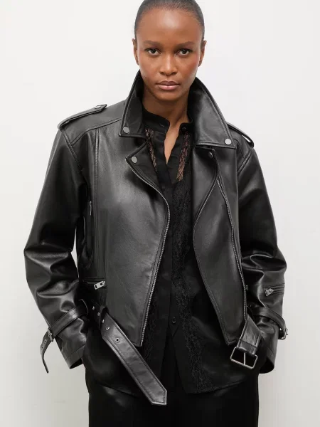Answear.LAB geacă de biker pentru femei din piele SURI Unscripted Collection negru
