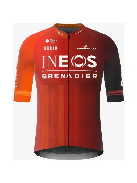 Koszulka Team Ineos Grenadiers Reactive krótki rękaw pomarańczowo-czerwona. M czerwona