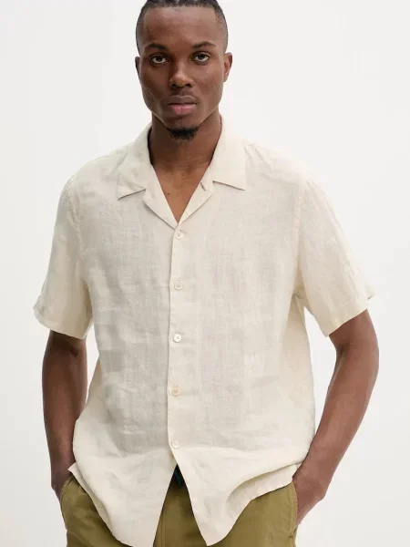 PS Paul Smith cămașă de in bărbați relaxed bej