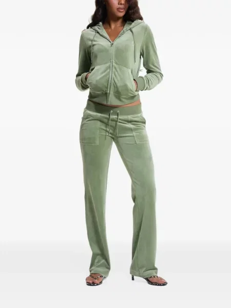 Hanorac cu glugă Juicy Couture din velur verde