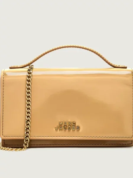 Marc Jacobs De piele geantă pe umăr The Glam Mirror Mini Bag bej