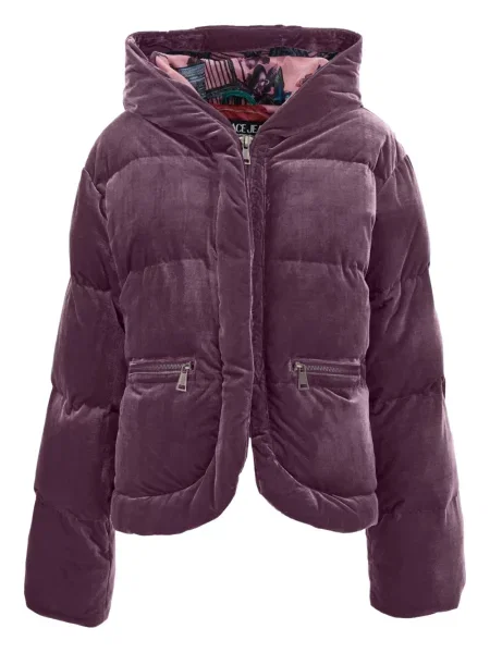 Geacă de blugi Versace Jeans Couture de catifea violet