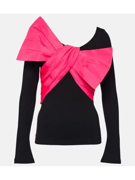 Top Balmain cu funde din jerseu negru