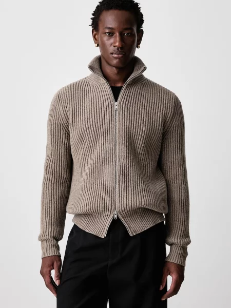 Maison Margiela kardigán pánsky s vlnou béžová