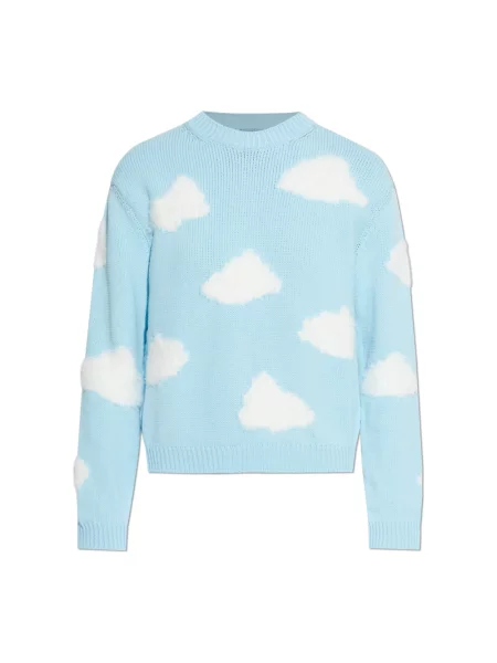 Lniany sweter Moschino niebieski
