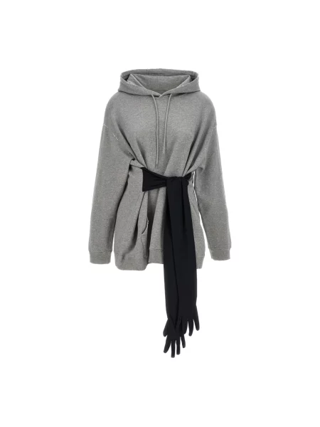 Bluza z kapturem Mm6 Maison Margiela z kapturem szara