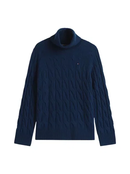Tommy Hilfiger Wełniany sweter Kobiety Wełna jednolity S niebieski