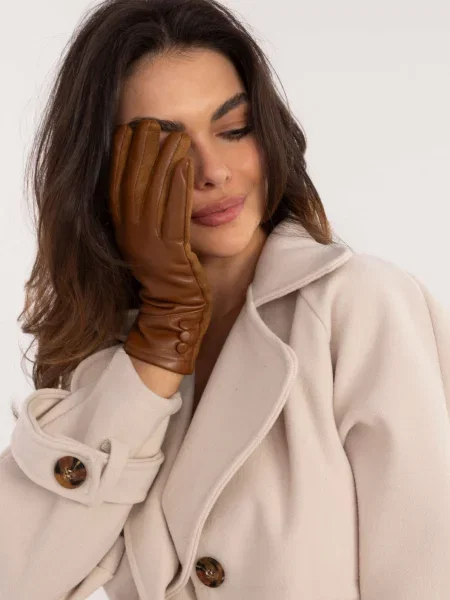 Mănuși Fashionhunters din piele maro