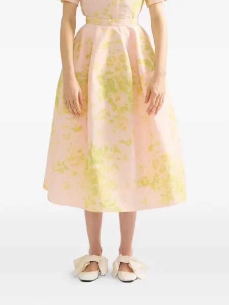 Fustă midi Erdem cu model floral roz
