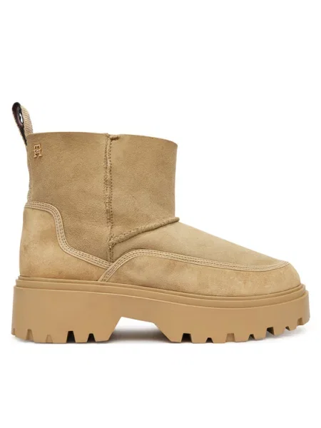 Tommy Hilfiger Μπότες Χιονιού Real Shearling Pullon μπεζ