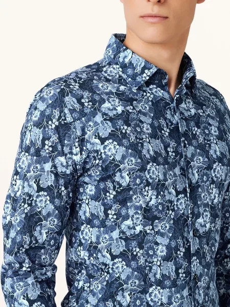 Desoto Jerseyová Košile Slim Fit tmavě modrá / tmavě modrá bílá