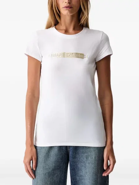 Μπλούζα Armani Exchange με αυτόγραφο λευκό