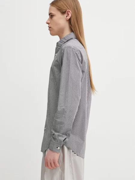 Koszula Fred Perry z kołnierzem w kratę z długim rękawem czarna