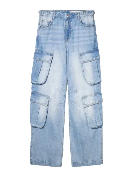 Bershka Pantaloni eleganți denim albastru