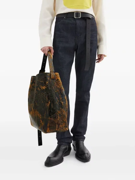 Kožna torba Jil Sander crna