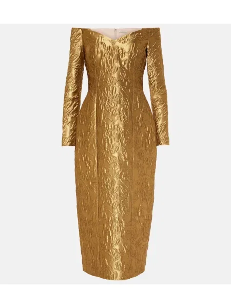 Midi obleka Emilia Wickstead s cvetličnim vzorcem iz žakarda