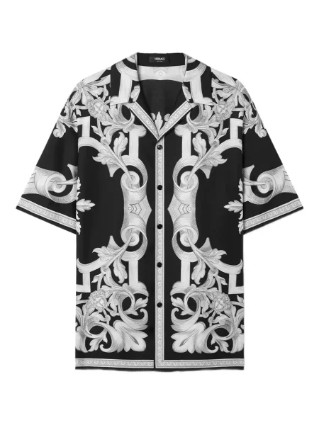 Cămașă Versace de mătase cu imagine negru