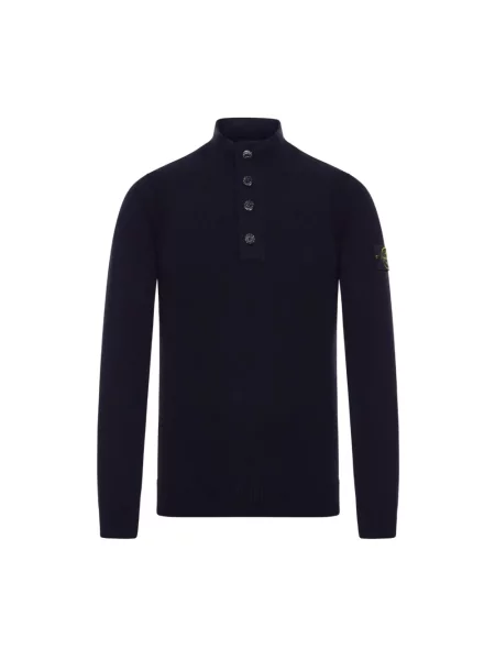 Sweter Stone Island wełniany z kamieniami niebieski