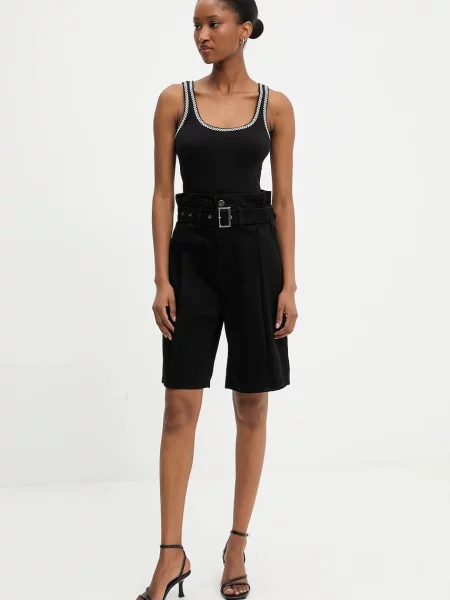 Джинсові шорти Answear Lab однотонна висока посадка чорний