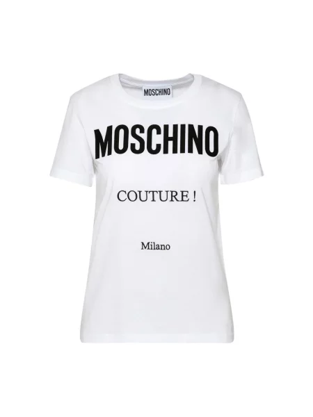 Koszulka Moschino z okrągłym dekoltem z logo biała