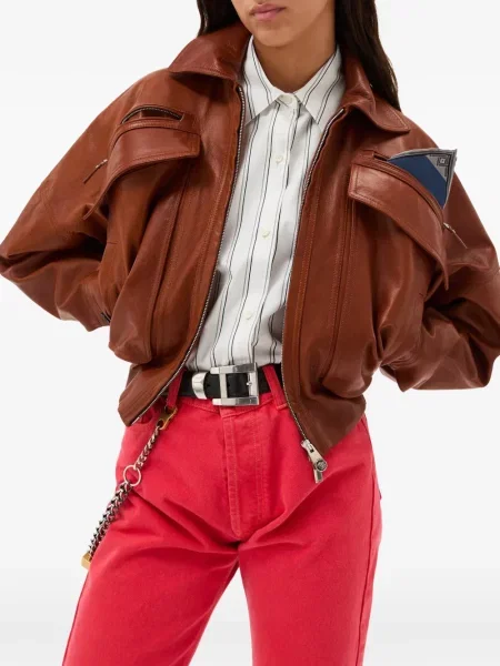 Kurtka skórzana Versace brązowa