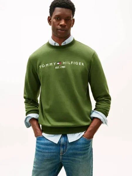 Tommy Hilfiger Pulóver Logo zöld