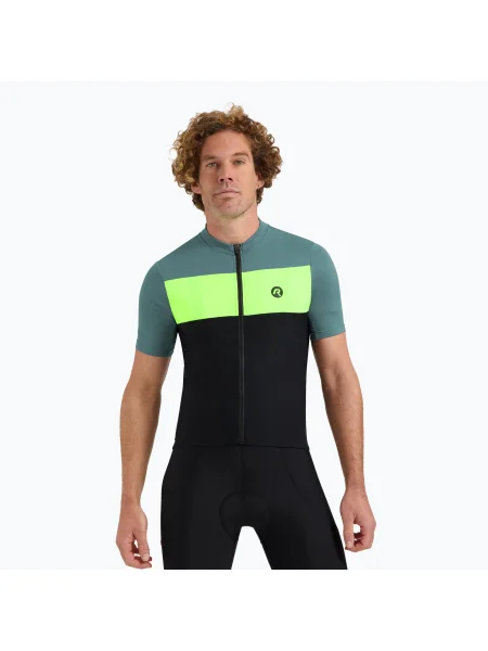 Tricou de ciclism pentru bărbați Rogelli Core Block black / turquoise / fluor yellow negru